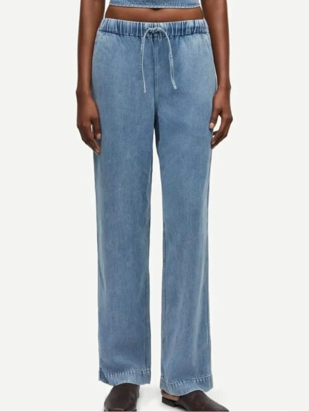 NWT SAMSOE Sahoysa Trousers 15645 in Tensel Fabric with Elastic Drawstring Waist
